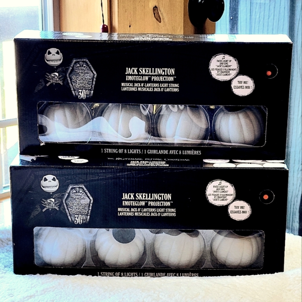 3 Boxes of Jack Skellington Musical Jack O Lanterns Light String Emoteglow